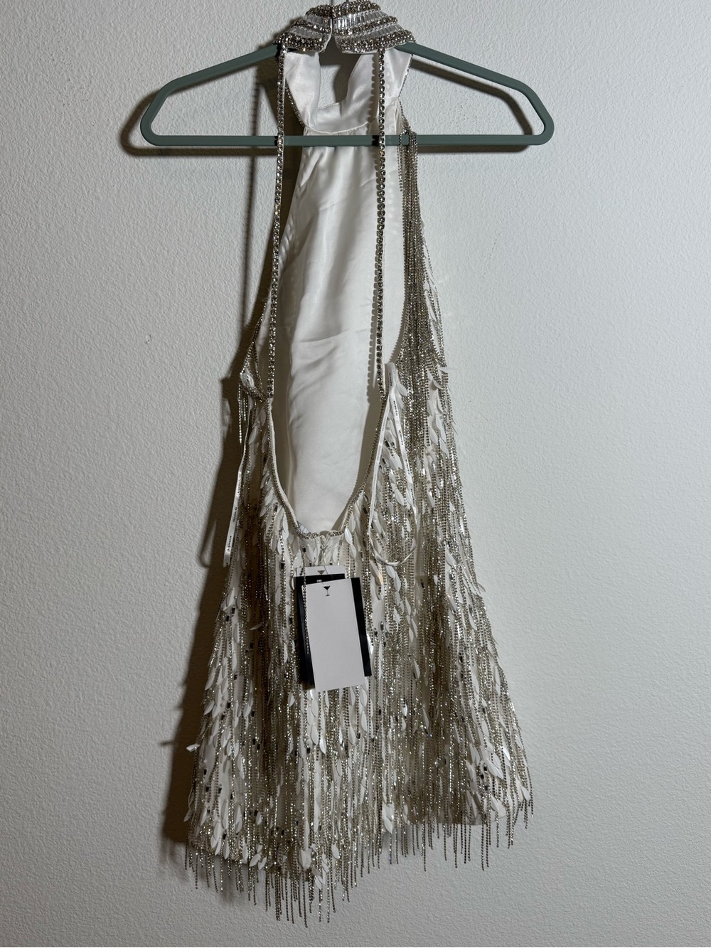 Retrofete Silver Backless Fringe Mini Dress - Picture 6 of 15